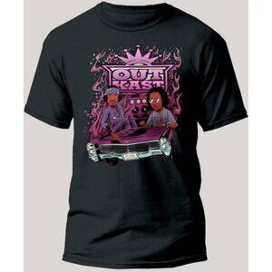 Graphic Black OutKast T-Shirt with Purple Design